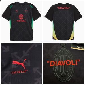 Puma AC Milan x OFF-WHITE Pre-match Soccer Football Jersey